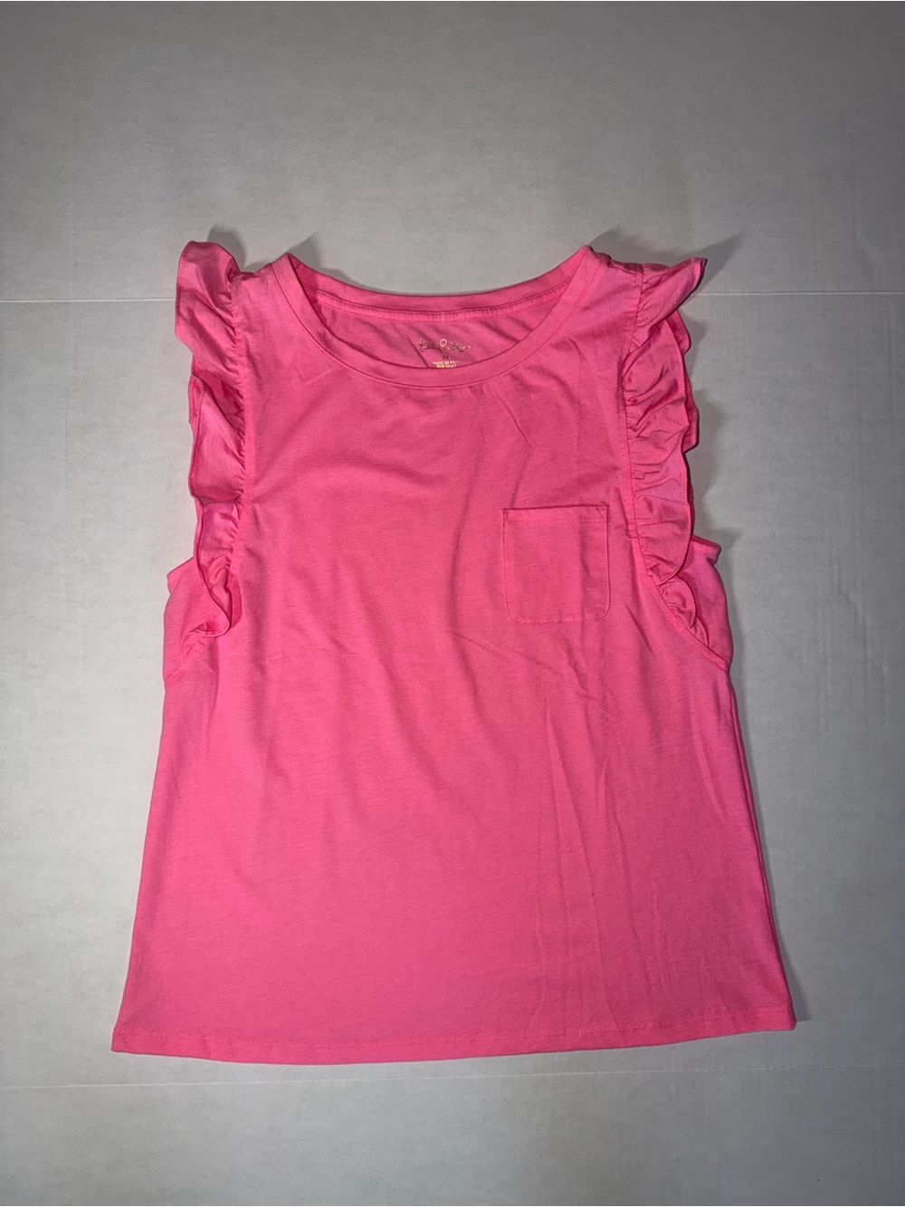 Lilly Pulitzer Bright Pink Ruffle Tank with Pocket